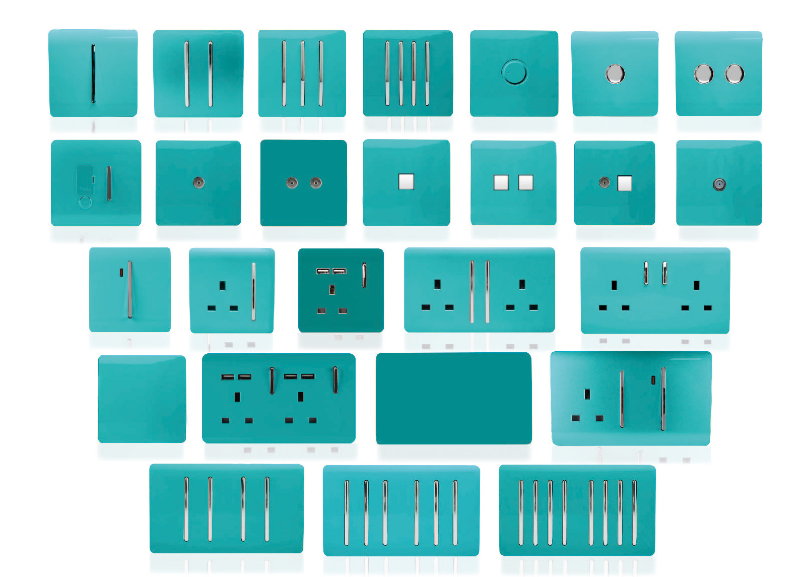 Bright Teal Wiring Accessories Trendi Decorative Screwless